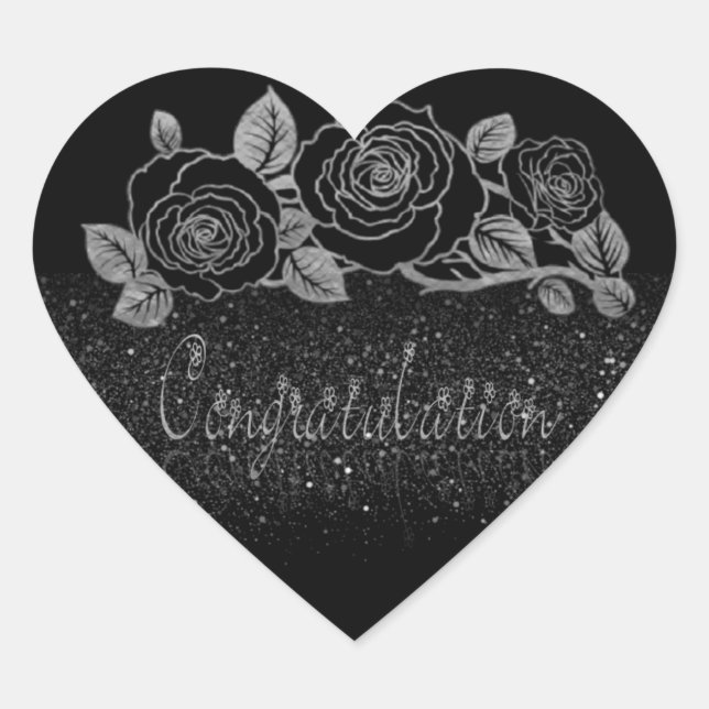 elegant flowered silver with congratulations heart sticker (Front)