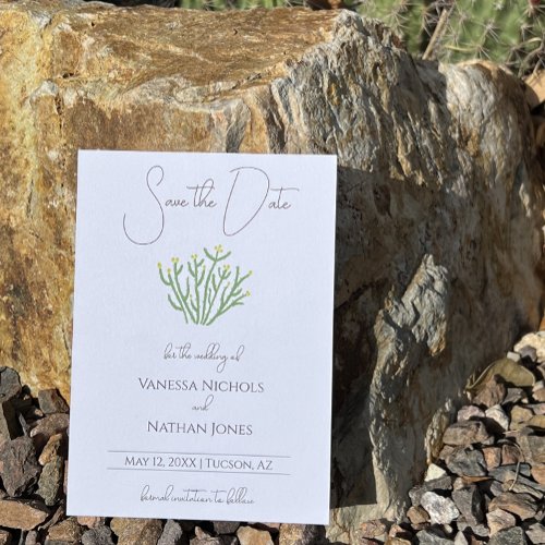 Elegant Flowering Cholla Cactus Save The Date Card