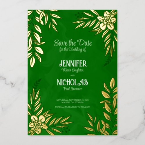 Elegant Flowers And Leaves Ornaments for Wedding F Foil Invitation