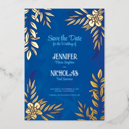 Elegant Flowers And Leaves Ornaments for Wedding F Foil Invitation