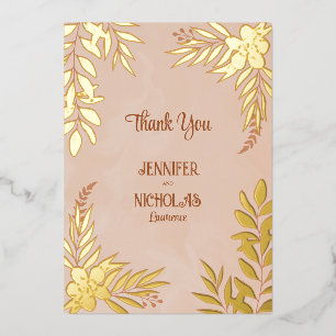 Elegant Flowers And Leaves Ornaments for Wedding Foil Invitation