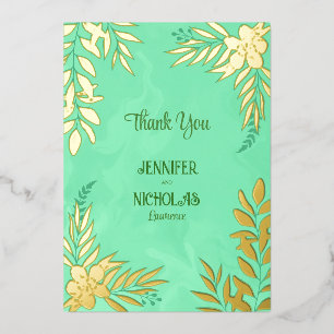 Elegant Flowers And Leaves Ornaments for Wedding Foil Invitation