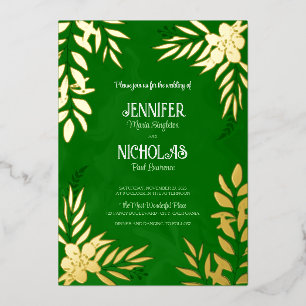 Elegant Flowers And Leaves Ornaments for Wedding Foil Invitation