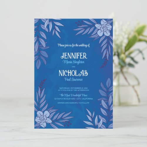 Elegant Flowers And Leaves Ornaments for Wedding Invitation