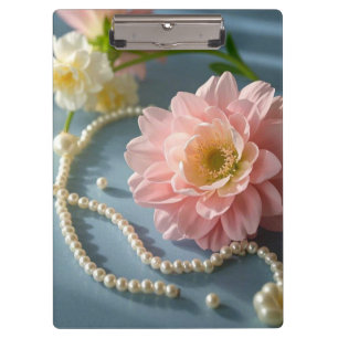 Elegant flowers and pearls  clipboard