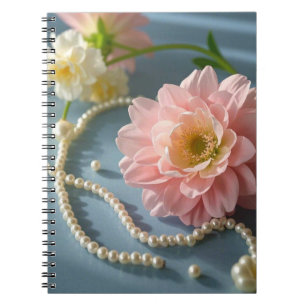 Elegant flowers and pearls  notebook