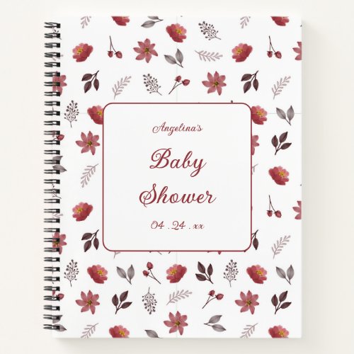 Elegant Flowers Baby Shower Gift List Notebook