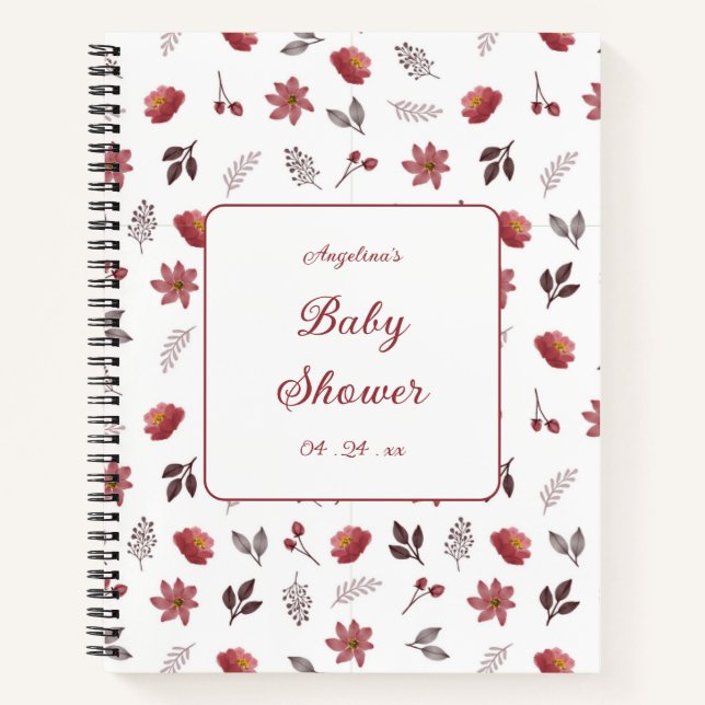 Elegant Flowers Baby Shower Gift List Notebook (Front)