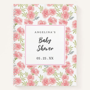 Elegant Flowers Baby Shower Gift List Notebook