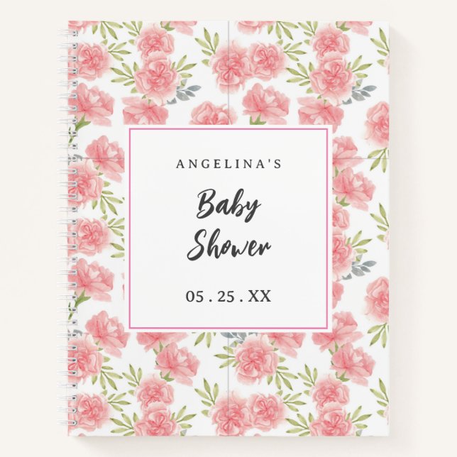 Elegant Flowers Baby Shower Gift List Notebook (Front)