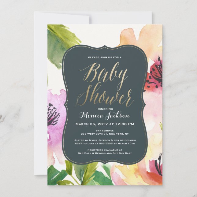 Elegant Flowers | Baby Shower Invitation (Front)