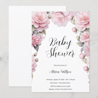 Elegant Flowers Baby Shower Invitation