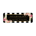Elegant Flowers Black White Stripes Gold Frame Label<br><div class="desc">Elegant Flowers Black White Stripes Gold Frame Return Address Label. (1) For further customization, please click the "customize further" link and use our design tool to modify this template. (2) If you need help or matching items, please contact me. (3) You can find matching products (e.g. Invites, RSVP card, Reception...</div>