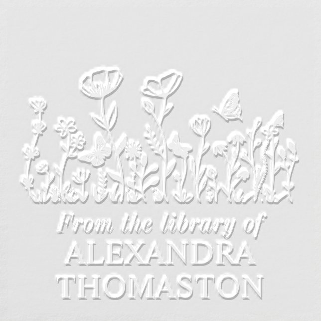 Elegant Flowers, Butterflies Library Book Name Embosser (Design)