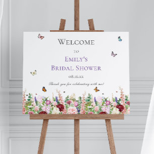 Elegant Flowers & Butterfly Bridal Shower Welcome Foam Board