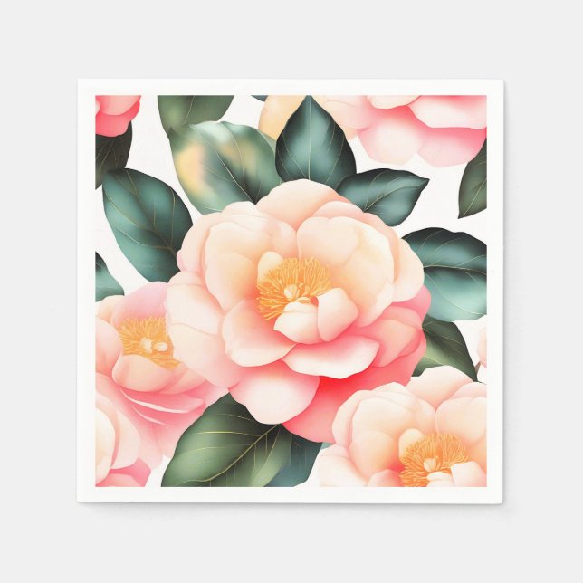 Elegant Flowers Camellia Napkins (Front)