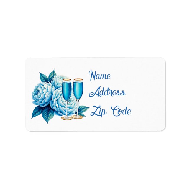 Elegant flowers champagne Wedding customizable  Label (Front)