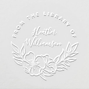 Elegant Flowers Custom From The Library Of Book Embosser