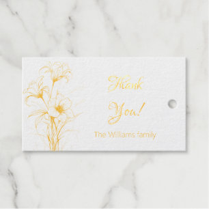 Elegant Flowers drawing gold Thank You Foil Gift Tags