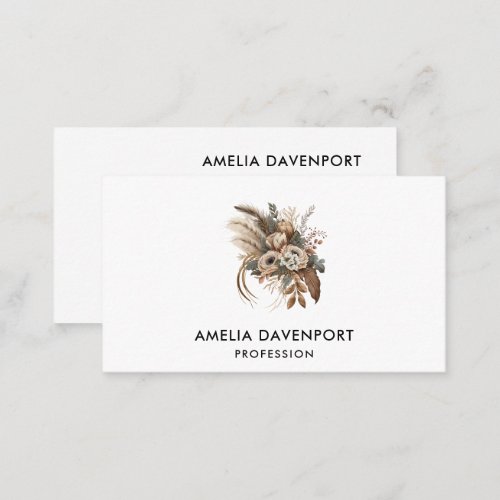 Elegant Flowers Foliage and Feathers Business Card