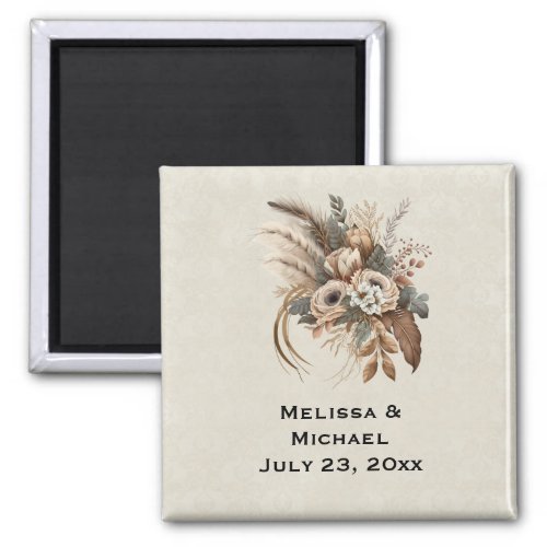 Elegant Flowers Foliage and Feathers Magnet