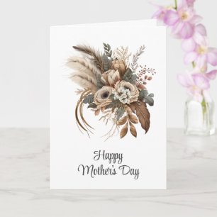 Elegant Flowers Foliage and Feathers Mother's Day Card
