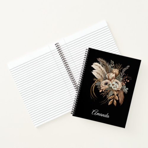 Elegant Flowers Foliage and Feathers Notebook