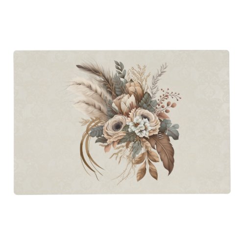 Elegant Flowers Foliage and Feathers Placemat