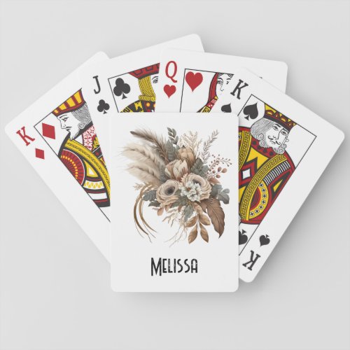 Elegant Flowers Foliage and Feathers Poker Cards