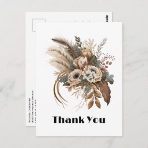 Elegant Flowers Foliage and Feathers Thank You Postcard