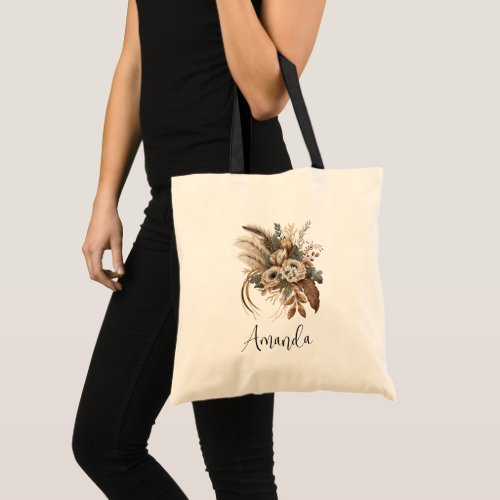 Elegant Flowers Foliage and Feathers Tote Bag