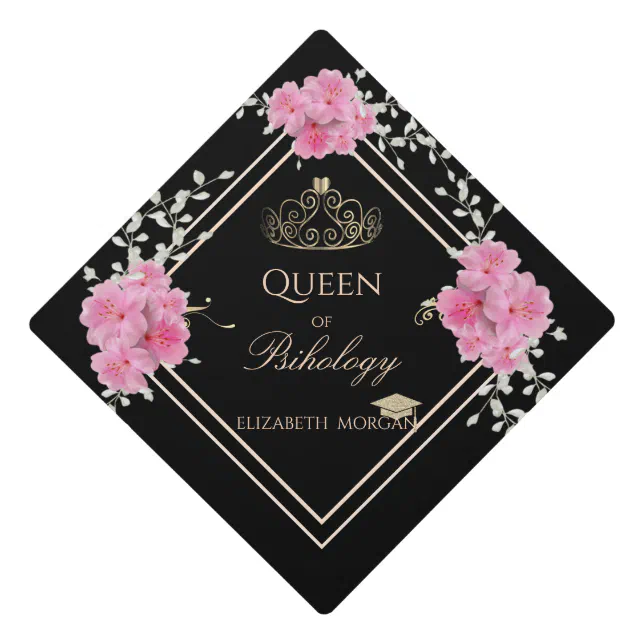 Elegant Flowers,Gold Tiara Glitter Graduation Cap Zazzle