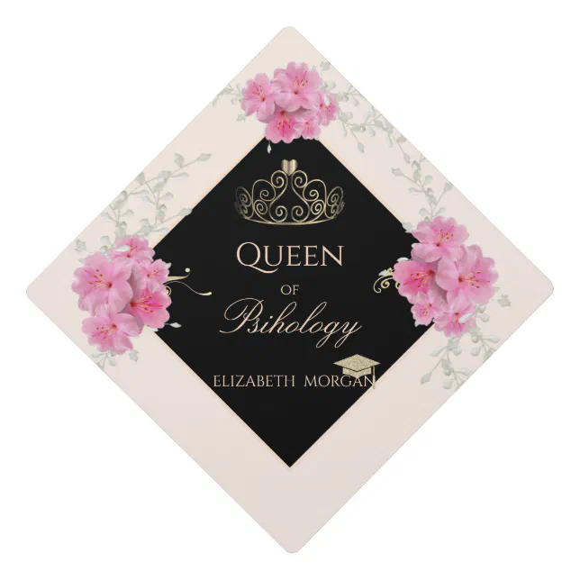 Elegant Flowers, Gold Tiara Graduation Cap Zazzle