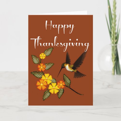 Elegant Flowers  Hummingbird Thanksgiving Card 1