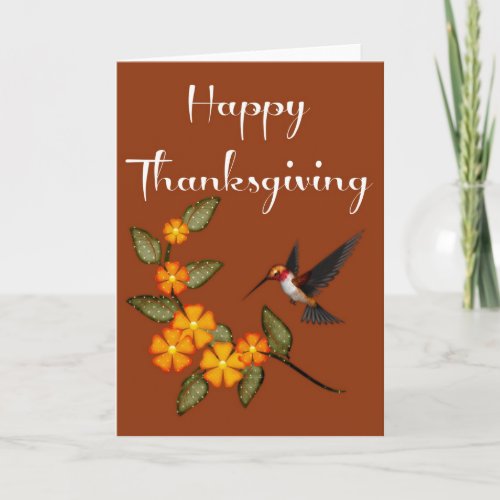 Elegant Flowers  Hummingbird Thanksgiving Card 2