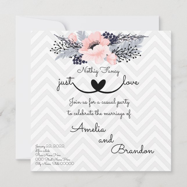 Elegant Flowers Nothing Fancy just Love Elopement  Invitation (Front)