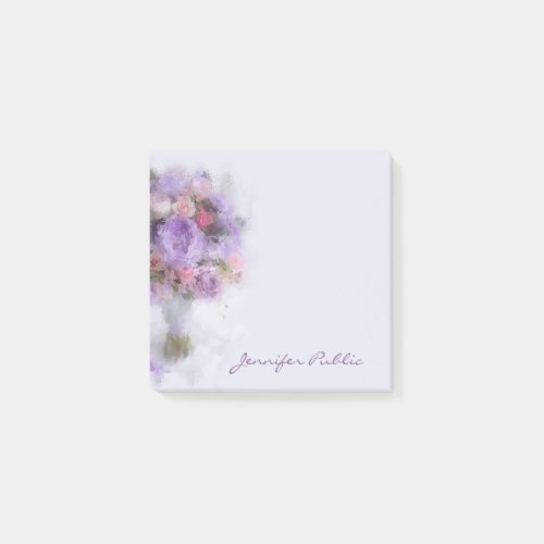 Elegant Flowers Oil Painting Hand Script Template Post_it Notes