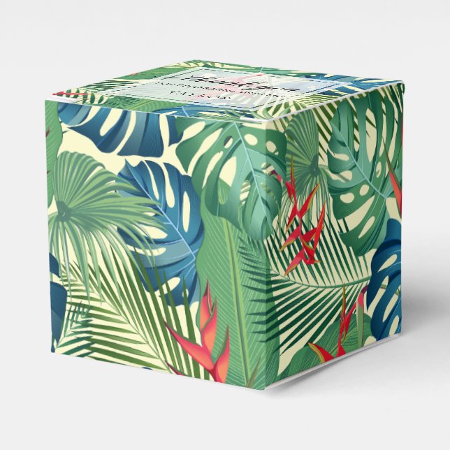 Elegant Flowers Palms Monstera Favor Boxes (Front Side)