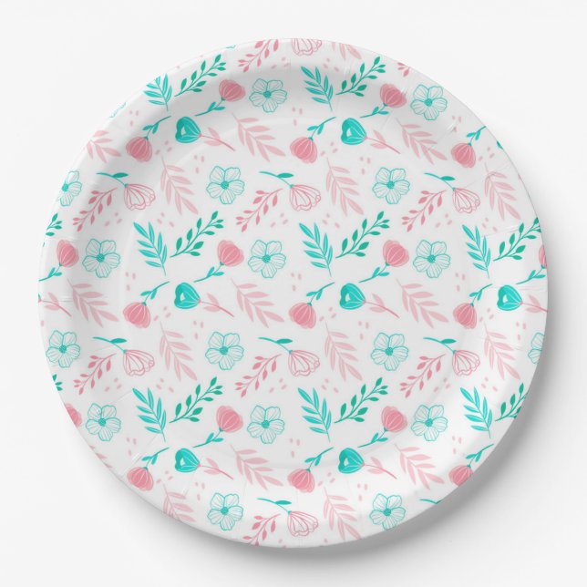 Elegant Flowers Paper Plates (Front)