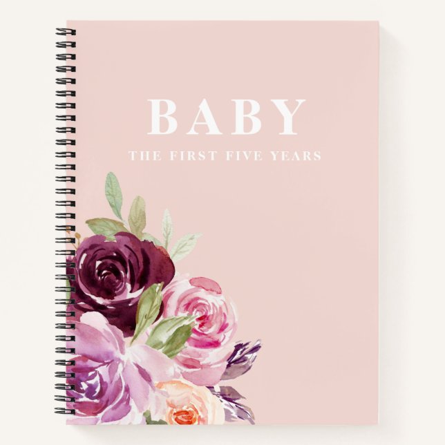 Elegant Flowers & Pastel Pink Beauty Mom To Be Notebook (Front)