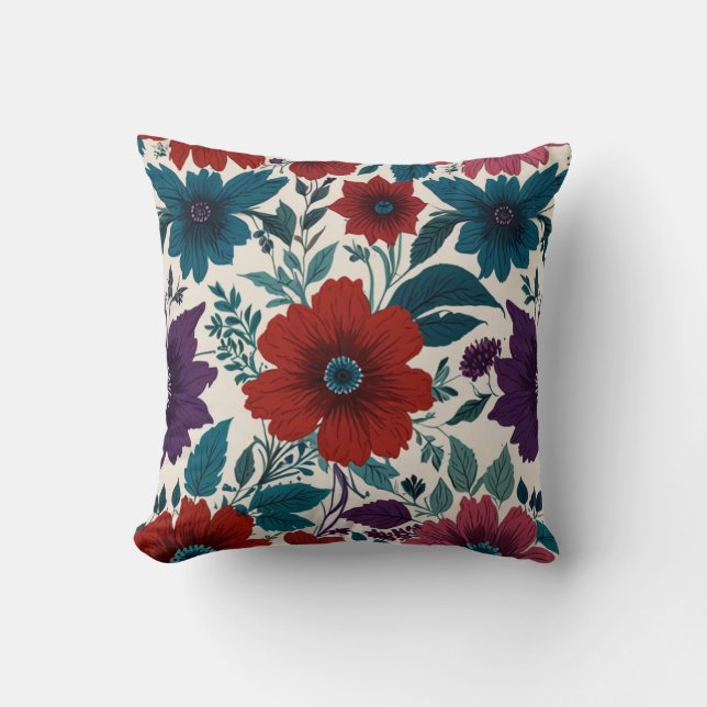 Elegant Flowers Pattern  Throw Pillow (Front)
