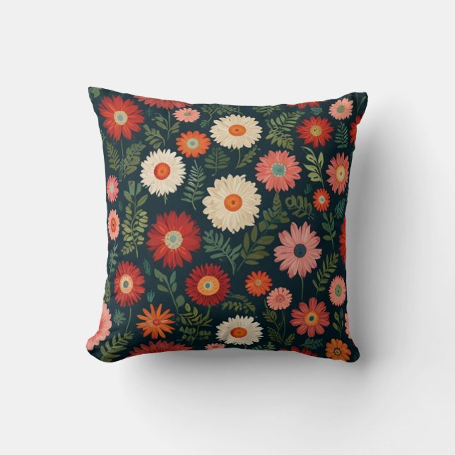 Elegant Flowers Pattern  Throw Pillow (Front)
