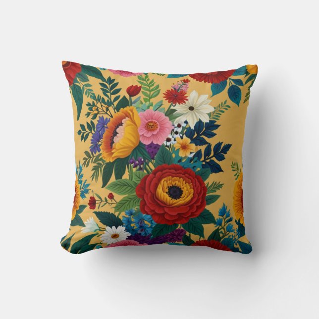 Elegant Flowers Pattern  Throw Pillow (Front)