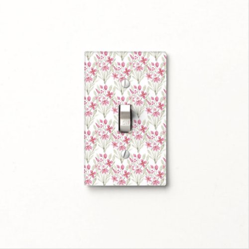 Elegant Flowers Pink Sage Green Watercolor Floral Light Switch Cover