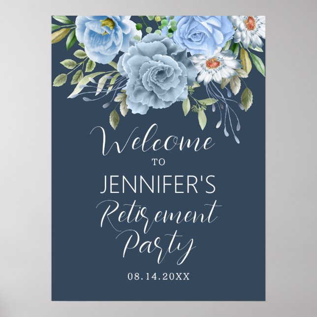 Elegant Flowers Retirement Party Welcome Sign (Front)