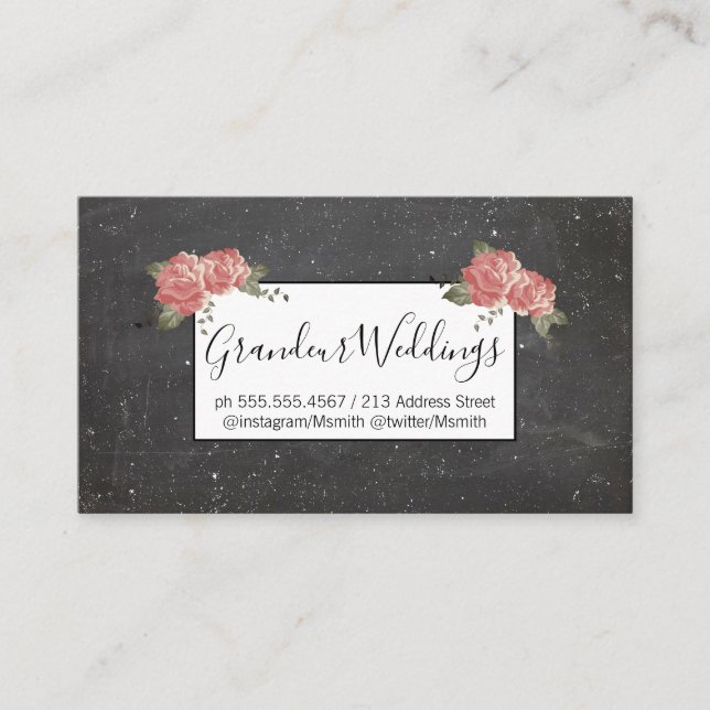 Elegant Flowers / Speckled Chalk Business Card (Front)