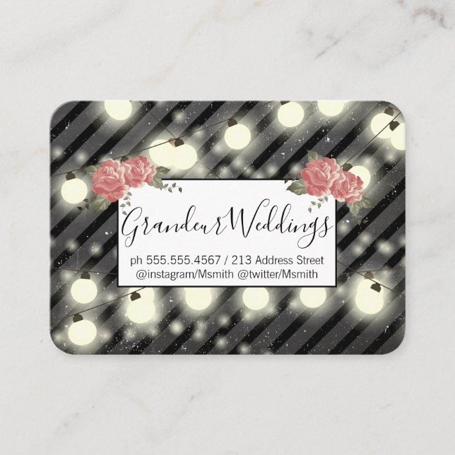 Elegant Flowers / Speckled Chalk / Night Lights Business Card (Front)