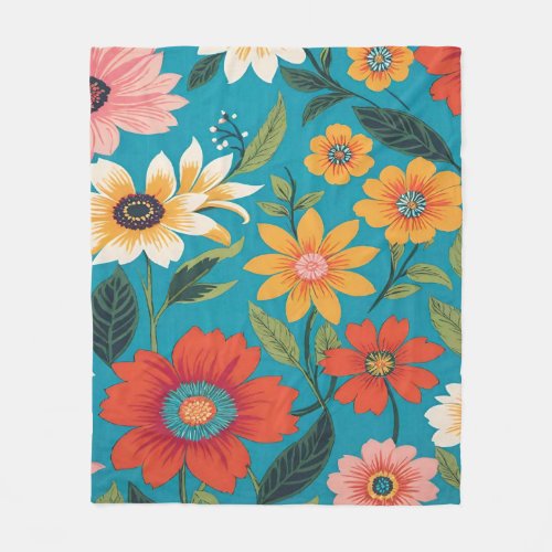 Elegant flowers vintage  fleece blanket