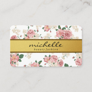 Elegant Flowers Vintage Gold Band Business Card
