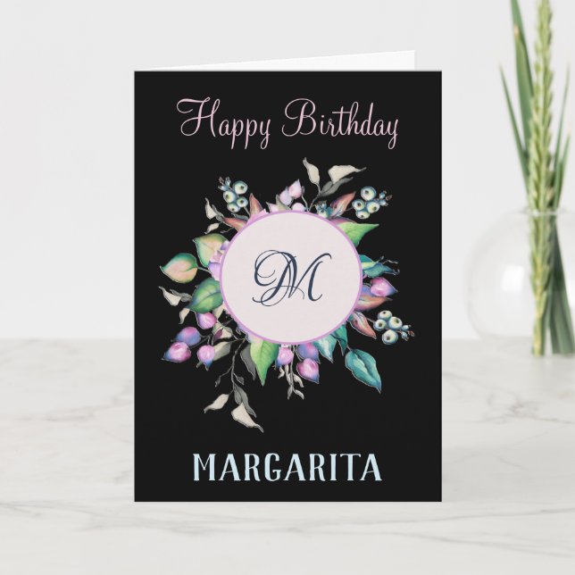 Elegant Flowers Watercolor Birthday Personalize Card (Front)